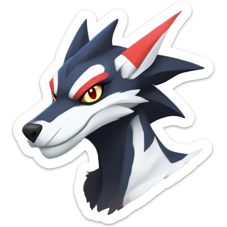 Black Cool Edgy Anthro Noivern-Nargacuga-Silvally-Sergal-Garchomp-Fakémon  with White and Red Edgy markings sticker