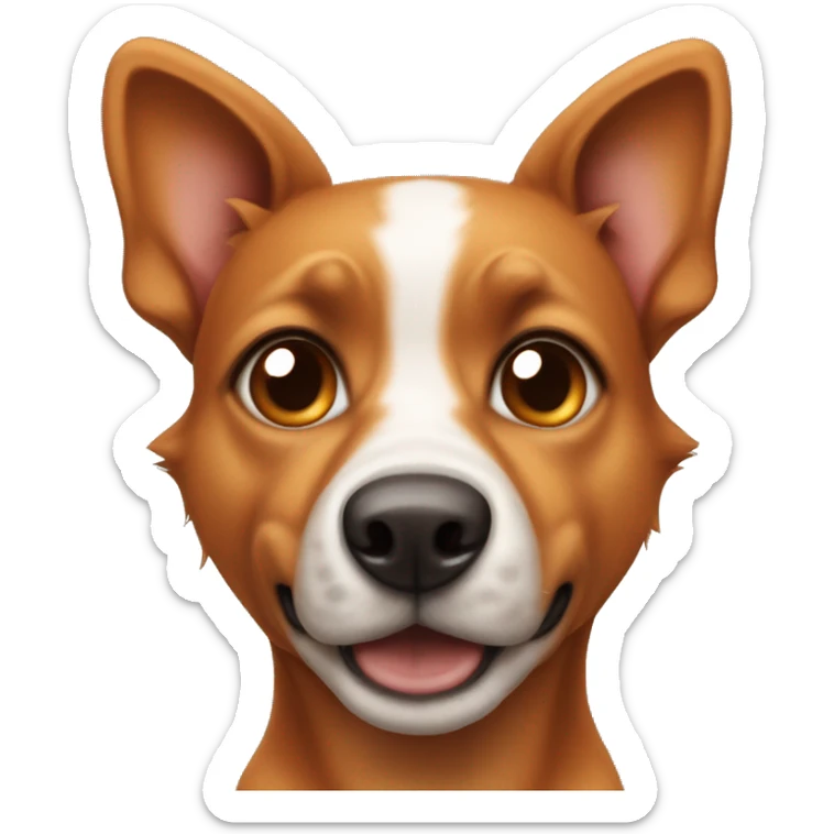 Orange brown Street dog with big pointy ears that’s stand up big black eyes and a white nose but only at the front the rest is brown sticker