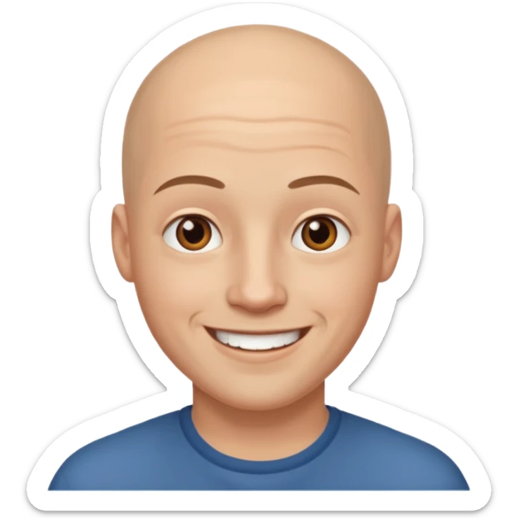 homme chauve jeune sans barbe yeux marrons sourrir sticker