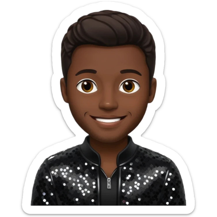 James JT Taylor from Kool & The Gang with dark brown hair, black sequin outfit sticker