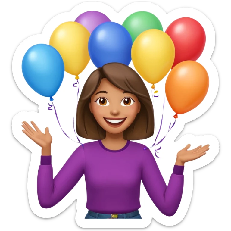 caricatura gorgi gales hembra celebrando feliz con globos y emocion  sticker