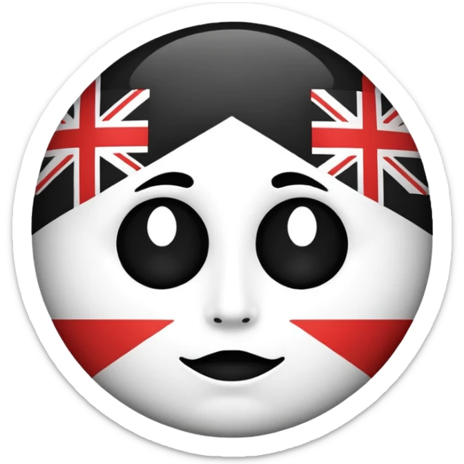 Create this flag , the color are White all around And a face print on the center of the flag is black dont create an emoji face on the center  sticker