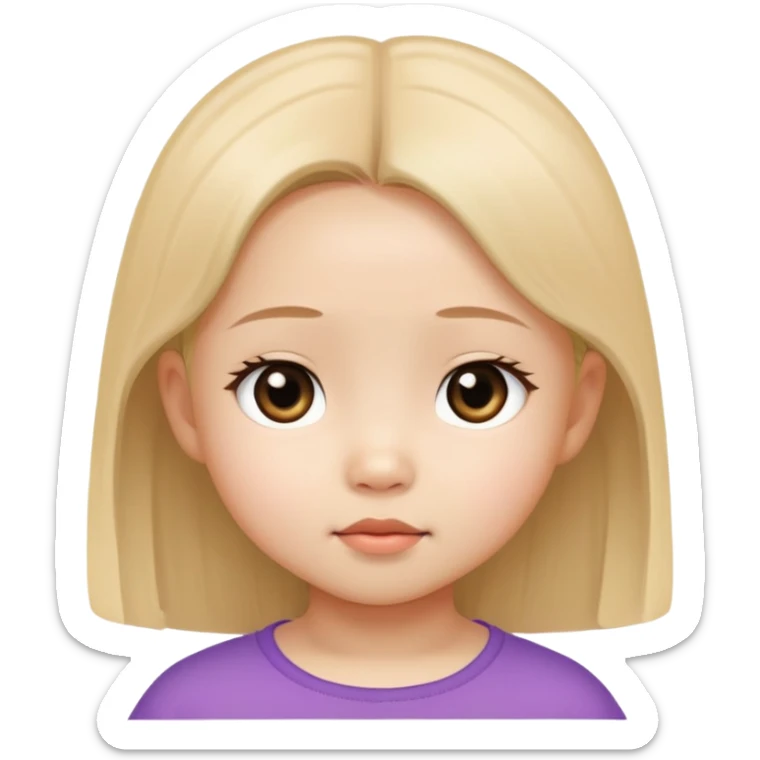 toddler girl face, Asian eyes, light skin, straight hair, no neck sticker