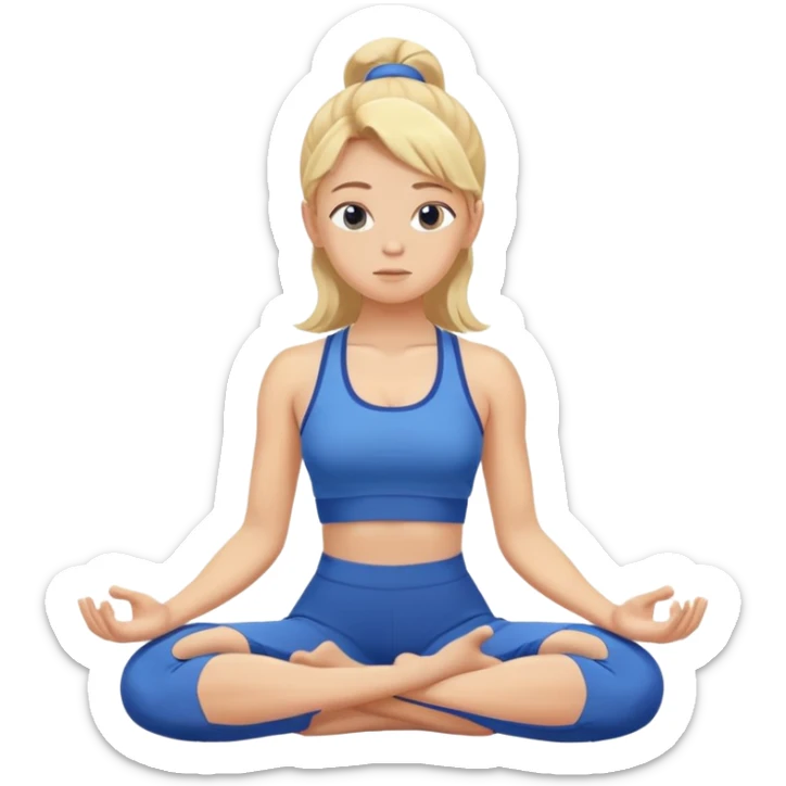 A girl meditation ( This girl is blonde, dressing a gym blue ) sticker