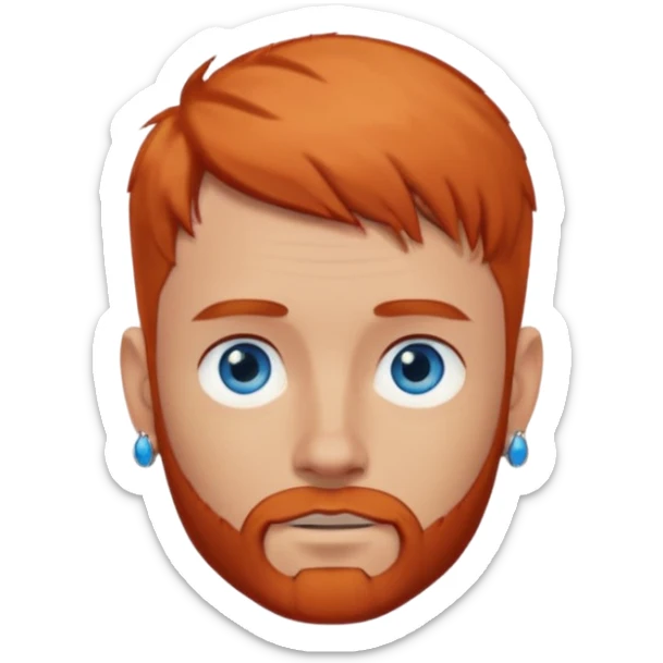 homme blanc, yeux bleu, cheveux court avec barbe rousse et boucle d'oreille sticker
