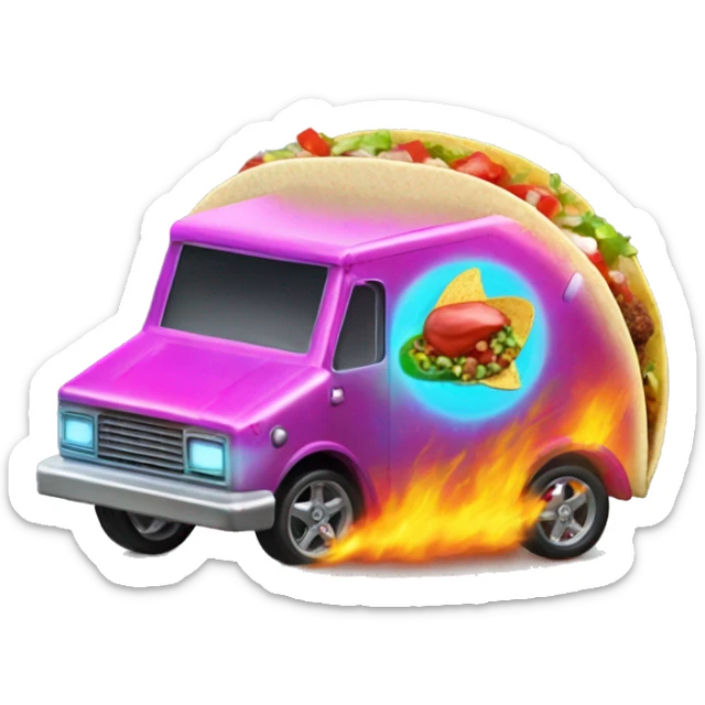 Freaky Hott’s Fiery hot holographic hot wheel food taco hot salsa truck sticker
