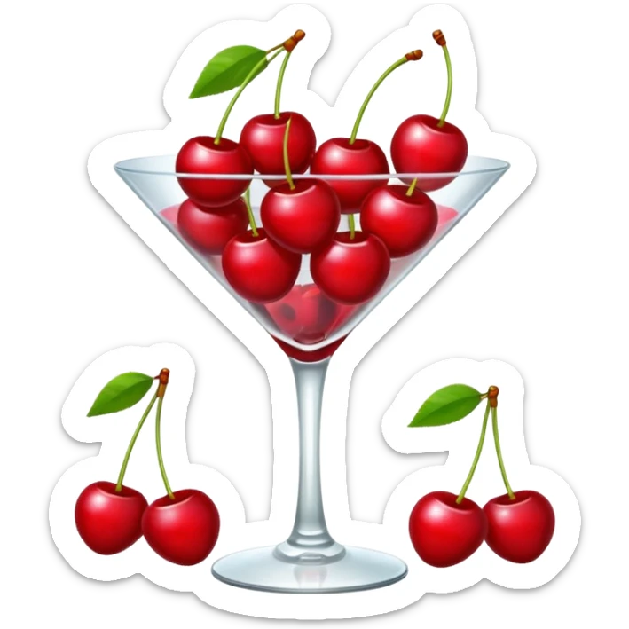 Bunch of Cherries that are overflowing in a martini glass, the glass does not have liquid in it sticker