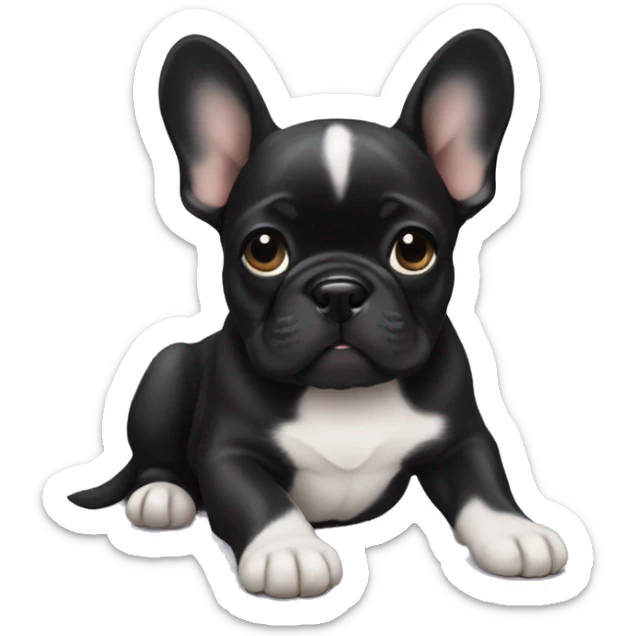 Black Frenchie puppy sticker