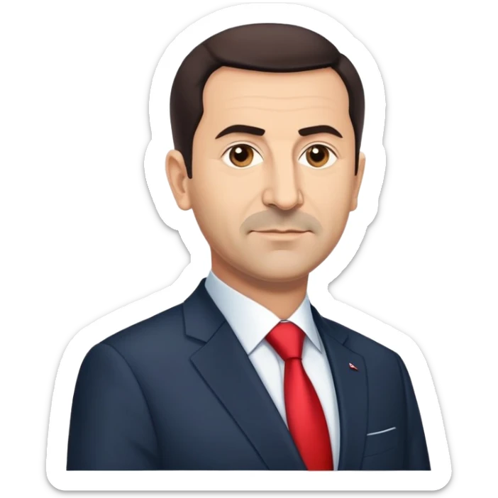 Turkish politician Ekrem İmamoğlu, Mayor of Istanbul, middle-aged man with short dark hair in a suit sticker