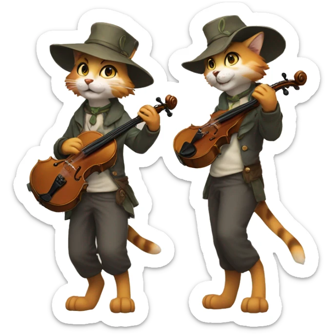 Anthro Fur-Sona feline-Fakémon with a fiddler-hat-cap Full Body sticker