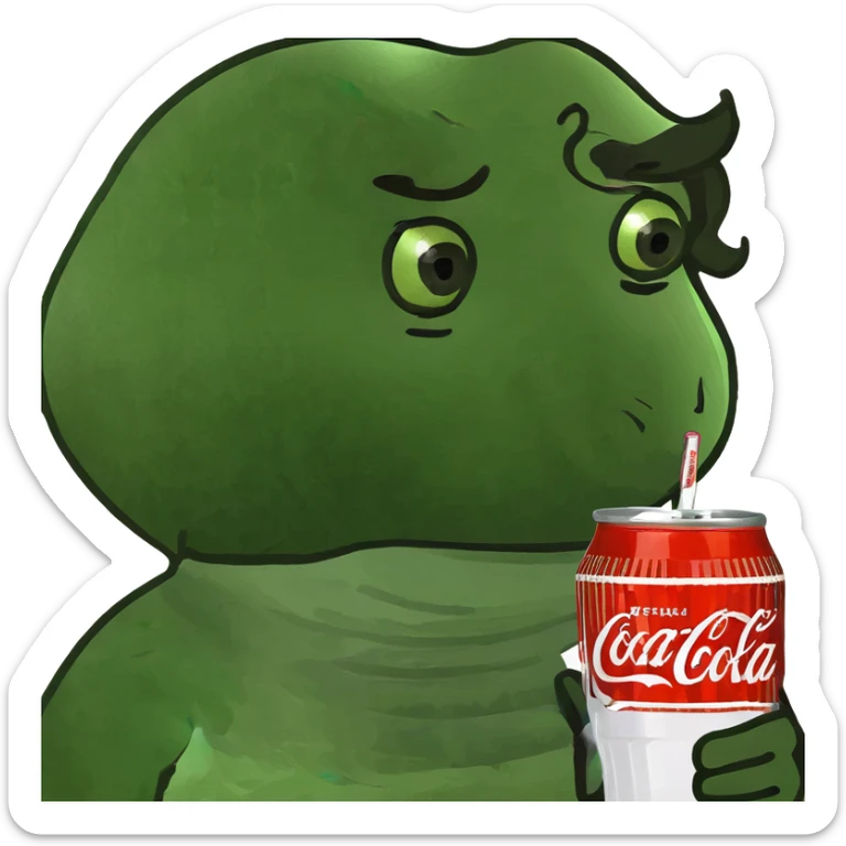 Dark brown, curly 3B-3C hair down to the shoulders, dark brown eyes, white skin with a coke in hand sticker