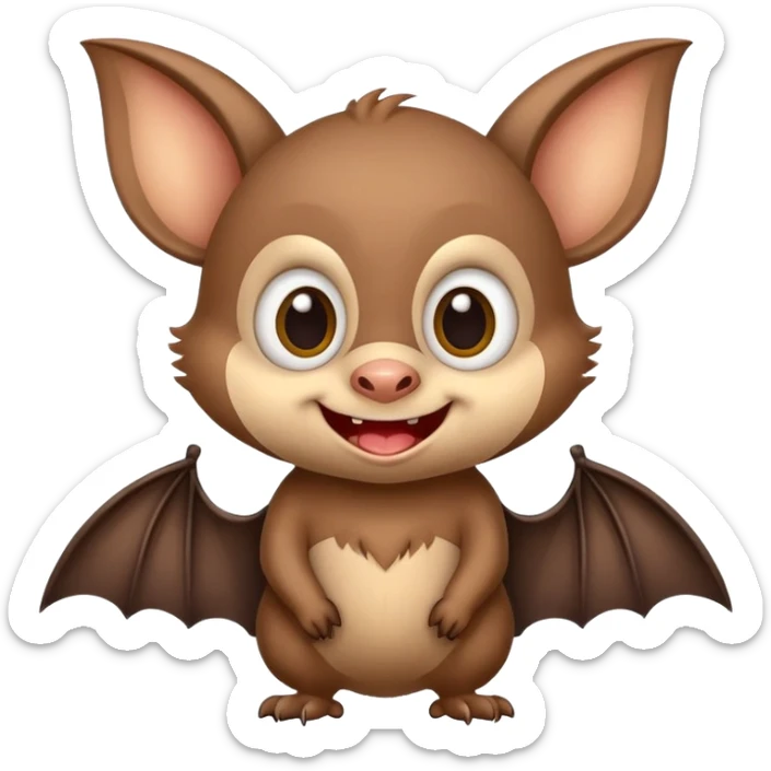 Cheeky little bat mascot for FC Rostov football club, mischievous expression, cute, playful, small bat with big smile sticker