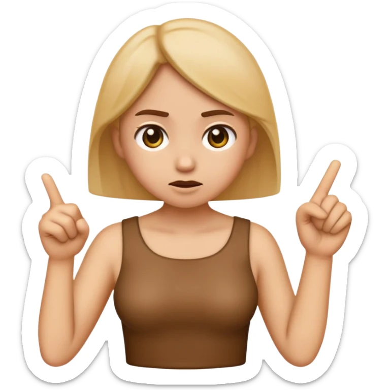 an girl emojis who looks both guilty and confused and pointing at their chest only with one hand. because they were accused of some thing and are pretending it wasn’t them.  sticker
