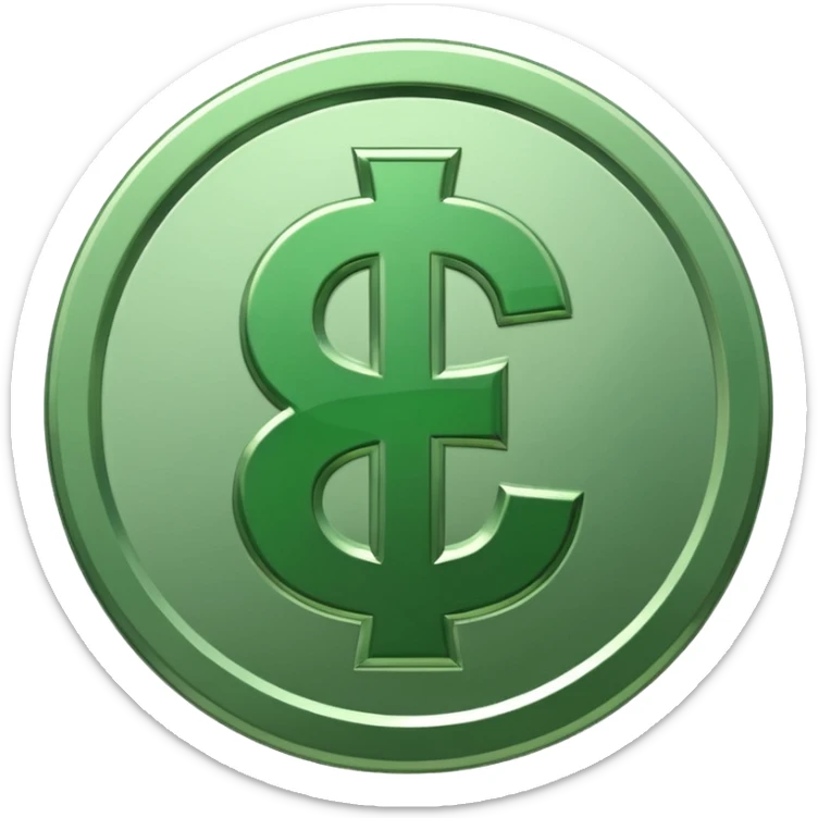 Cashapp emoji, a green dollar symbol with white background, no faces, like the app called cashapp sticker