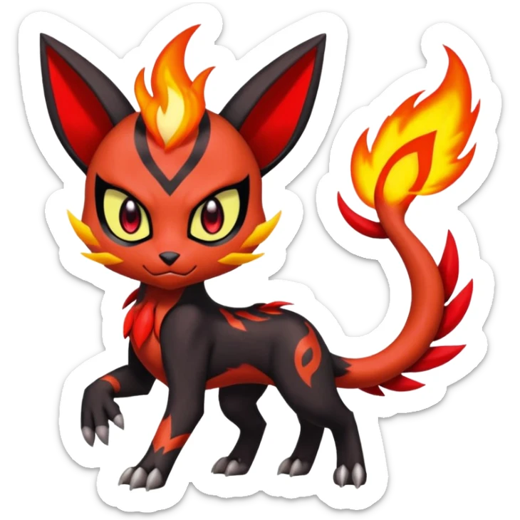 Colorful Cool Badass  Meloetta-Litten-Guilmon-Darkrai-Pokémon-Fakémon-fusion-hybrid-creature sticker