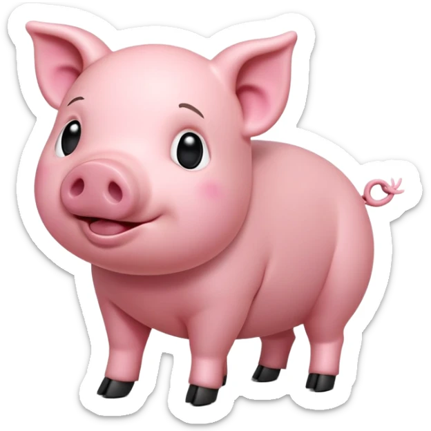 cinematic-[realistic pig]-realistic-full-body-standing-emoji,-tail-flicking-lazily,-head-tilted-dramatically,-sleek-[pink]-skin,-simplified-yet-realistic-focused-features,-highly-detailed,-glowing-with-an-almost-sarcastic-glow sticker
