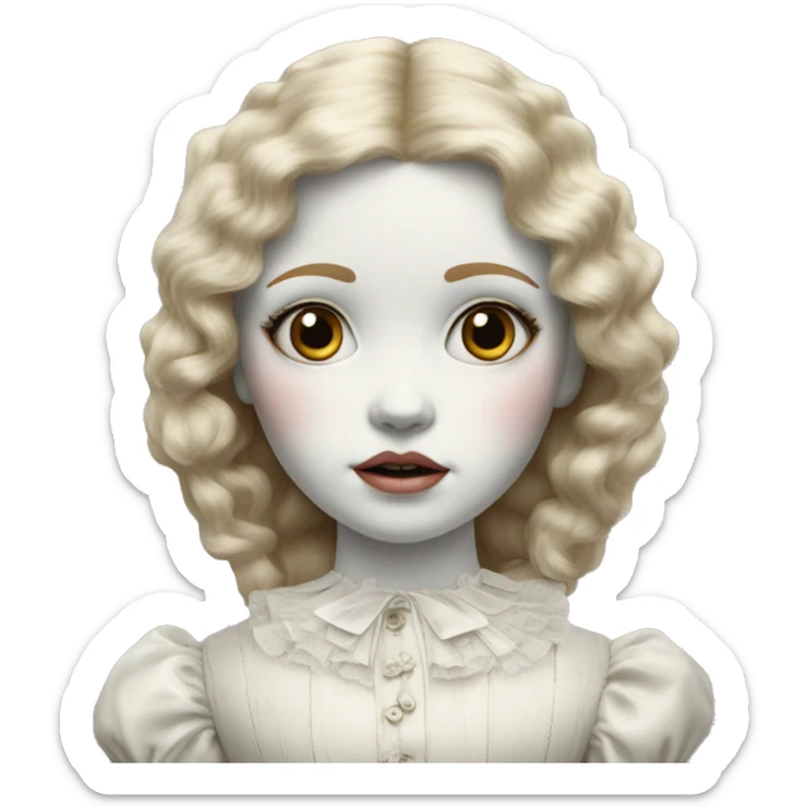 creepy but gorgeous porcelain doll with cracks in the face sticker