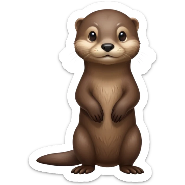 cinematic-noble [otter]-realistic-full-body-standing-emoji,-tail-tucked-close,-head-tilted-dramatically,-sleek-[brown]-fur,-simplified-yet-realistic-focused-features,-highly-detailed,-glowing-with-an-almost-sarcastic-glow  expressive eyes sticker