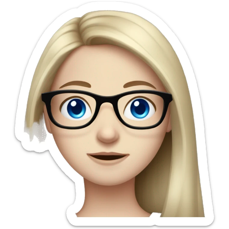 Pale skin girl with long brown hair and blue eyes in glasses  sticker