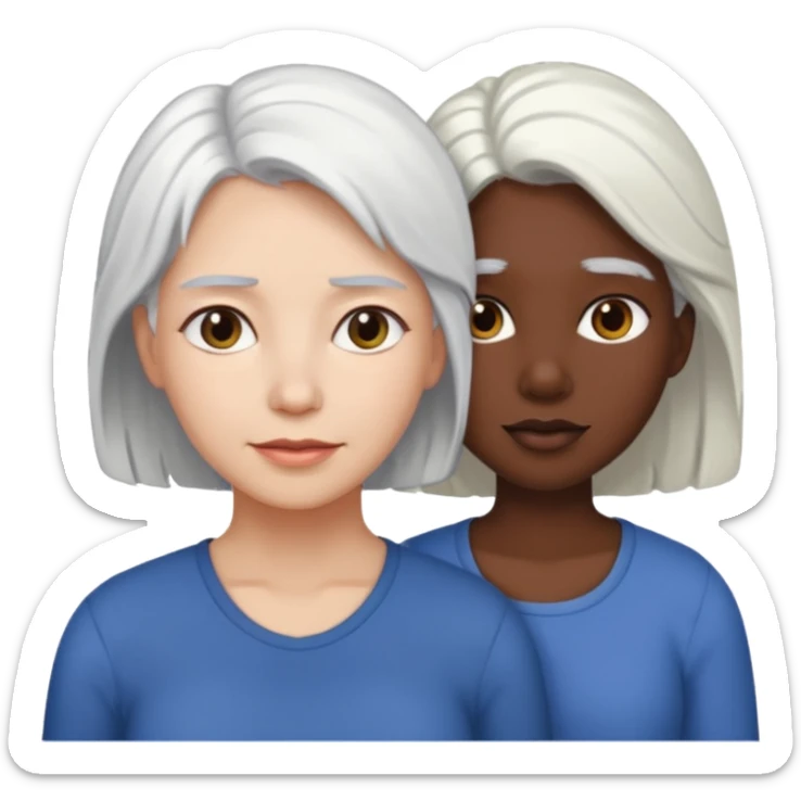 Madre con pelo blanco y hija adulta morena sticker