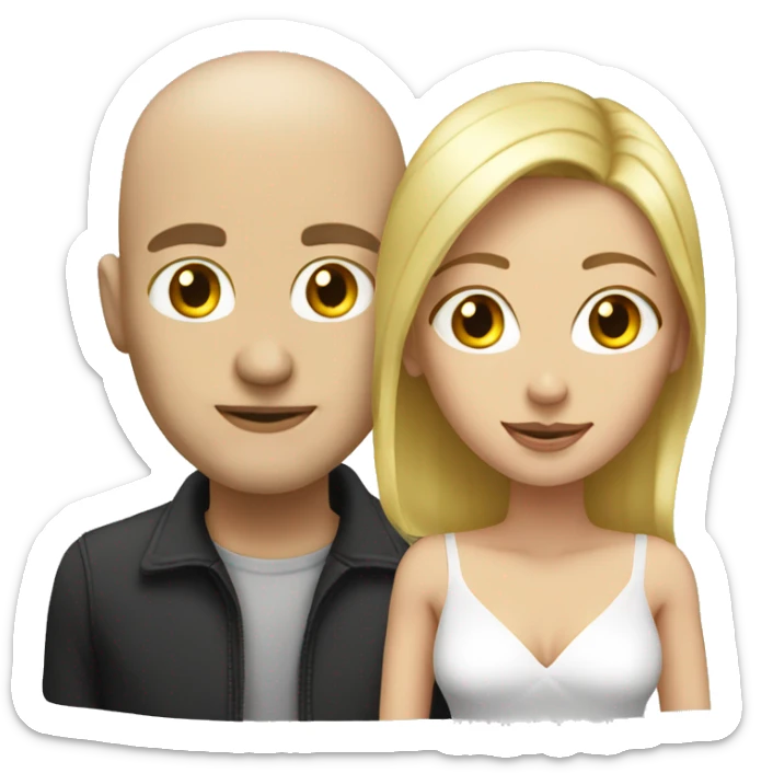 Couple. Male bald. Woman blonde. 35 sticker