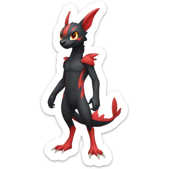 Cute cool black red nargacuga animal hybrid Fakemon full body sticker