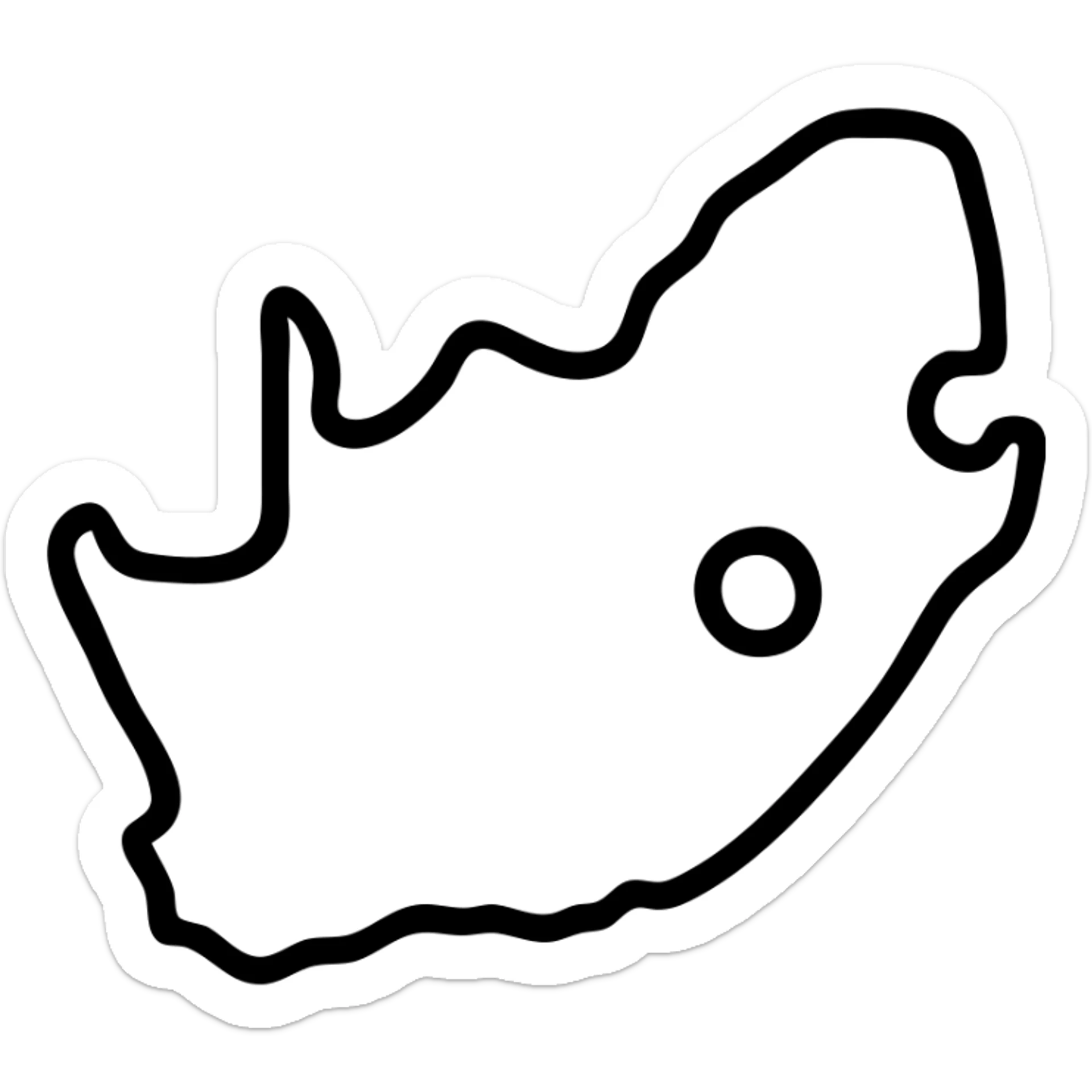 white transparent icon of the map of South Africa sticker