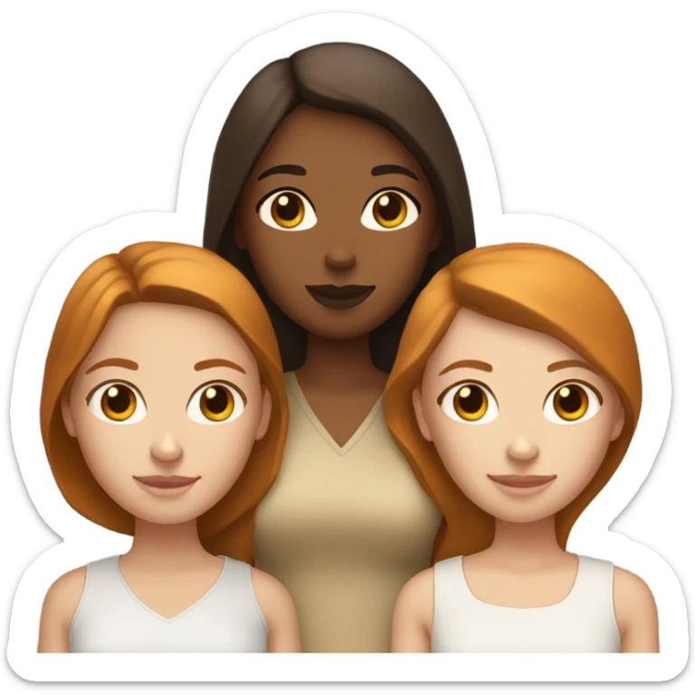 Group of three girls, two with brunette hair and tan skin and one that has ginger hair and pale skin sticker