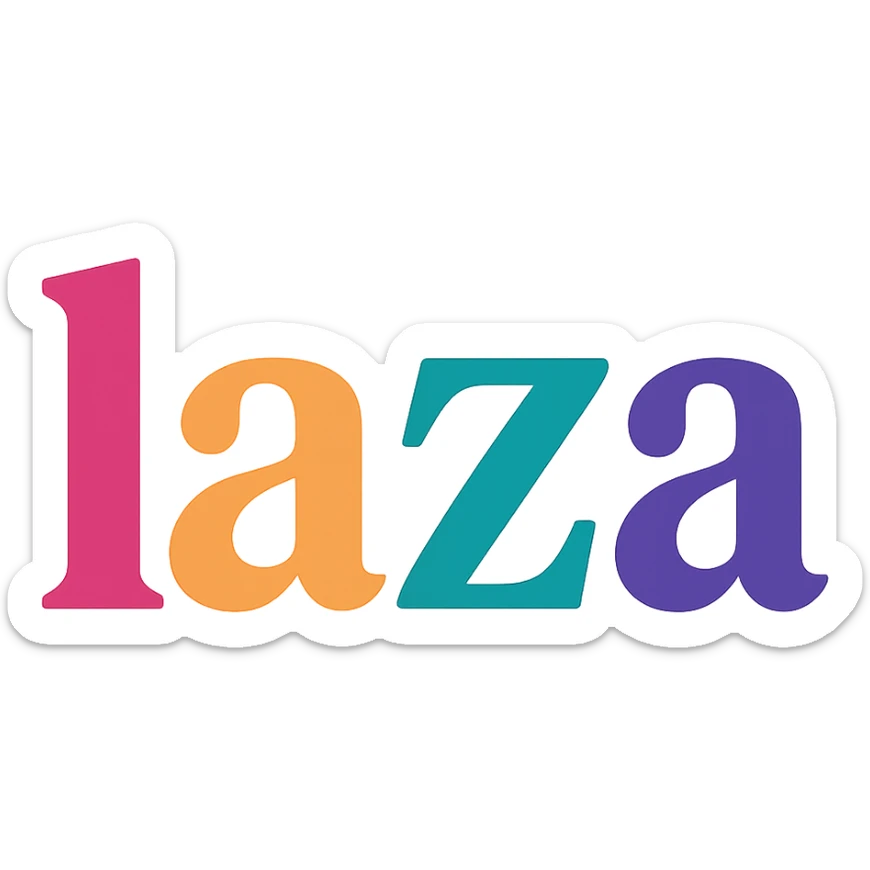 colorful modern text image with the word 'laza' in the center, varied colorful fonts, no emoji or face sticker