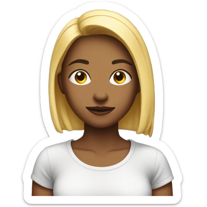 young woman wearing a t-shirt. Show from the shoulders up sticker