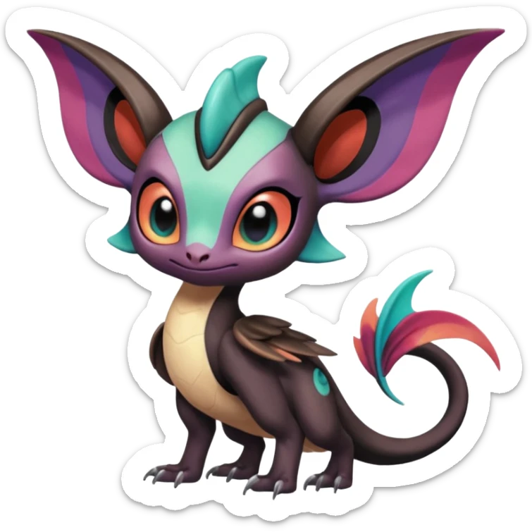 Shiny Cute Realistic Exotic Colorful Meloetta-Noivern-Stitch-Toothless-Fakémon-creature-hybrid sticker
