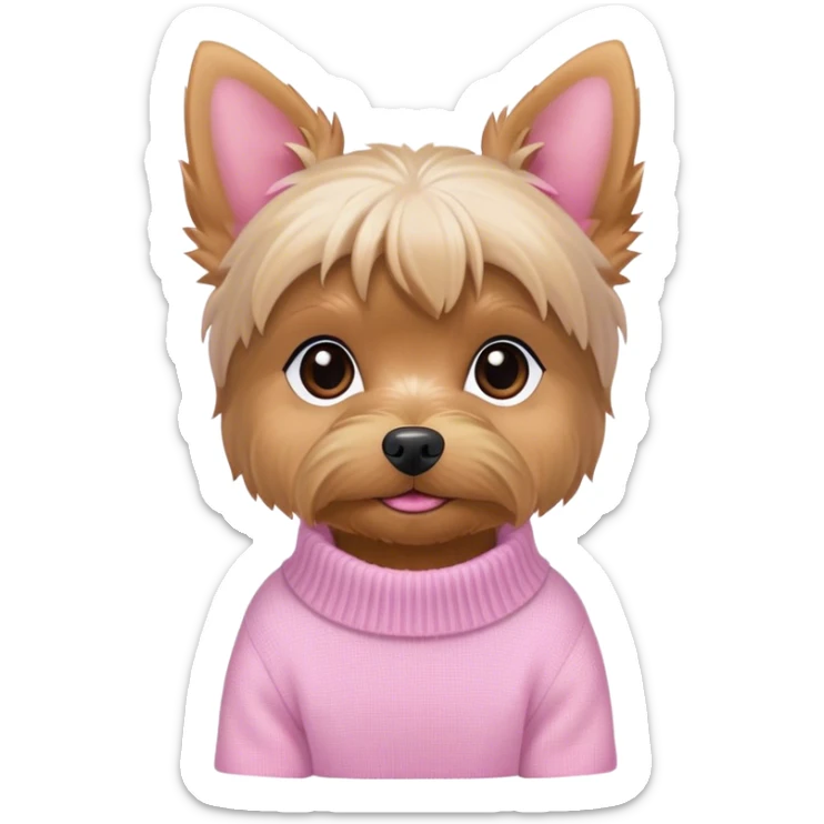 Cute little white yorkie in a pink sweater sticker