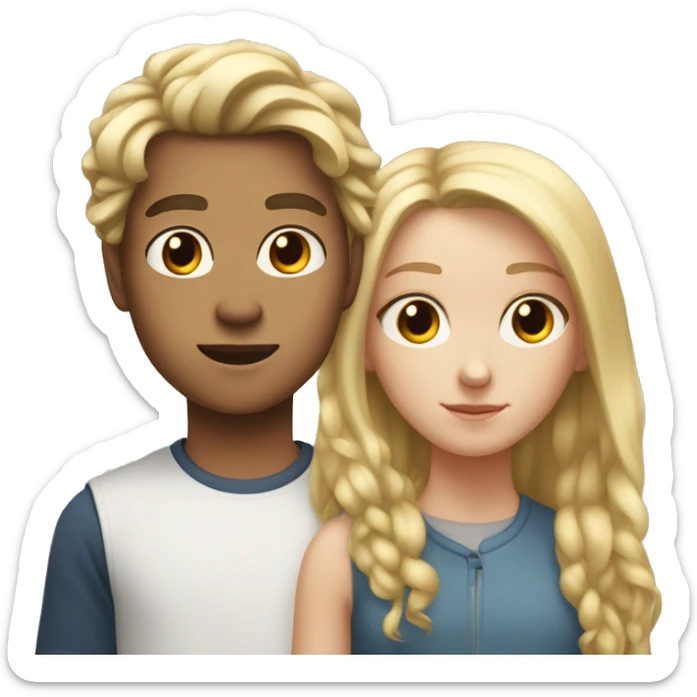 White teen boy 14, with girl-like standing next to his sister with long blond hair, 12 year old sticker