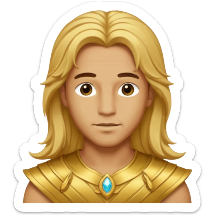Adonis, Desire God from Rome Mythology with long golden blonde hair, gold outfit sticker