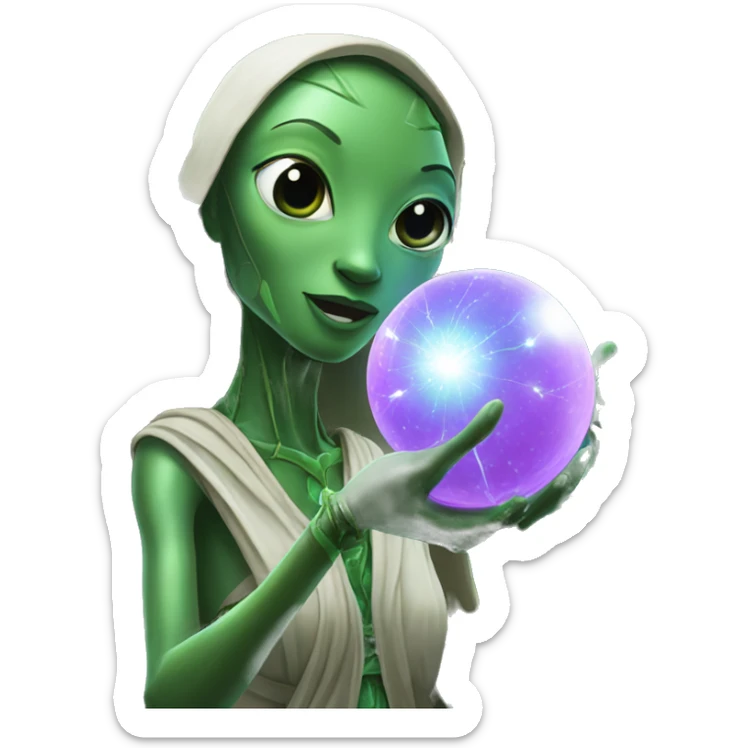 Goddess mantis holding glowing healing orb sticker