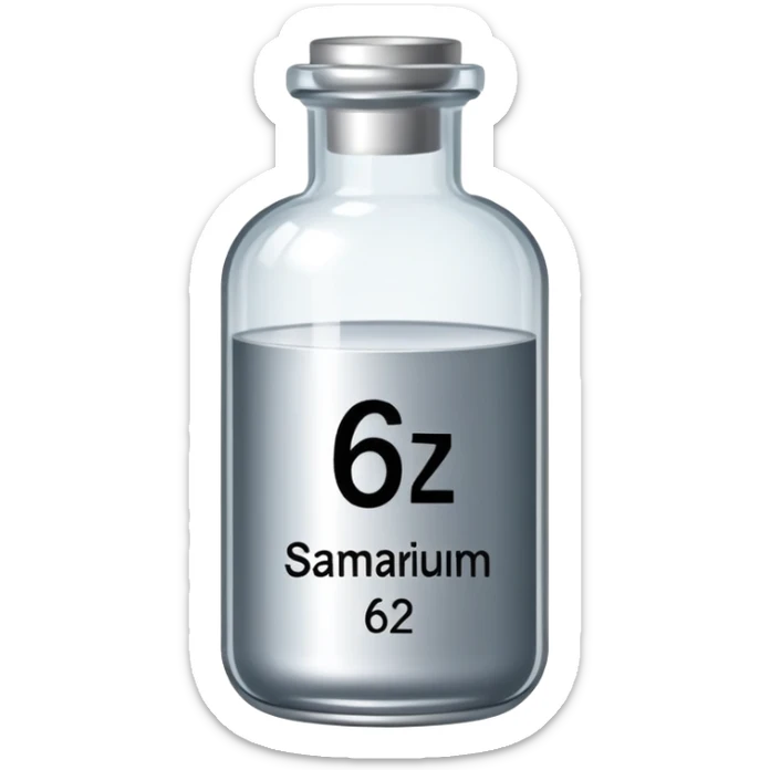 samarium rare earth mineral, silvery metal, chemical element Sm, atomic number 62 sticker