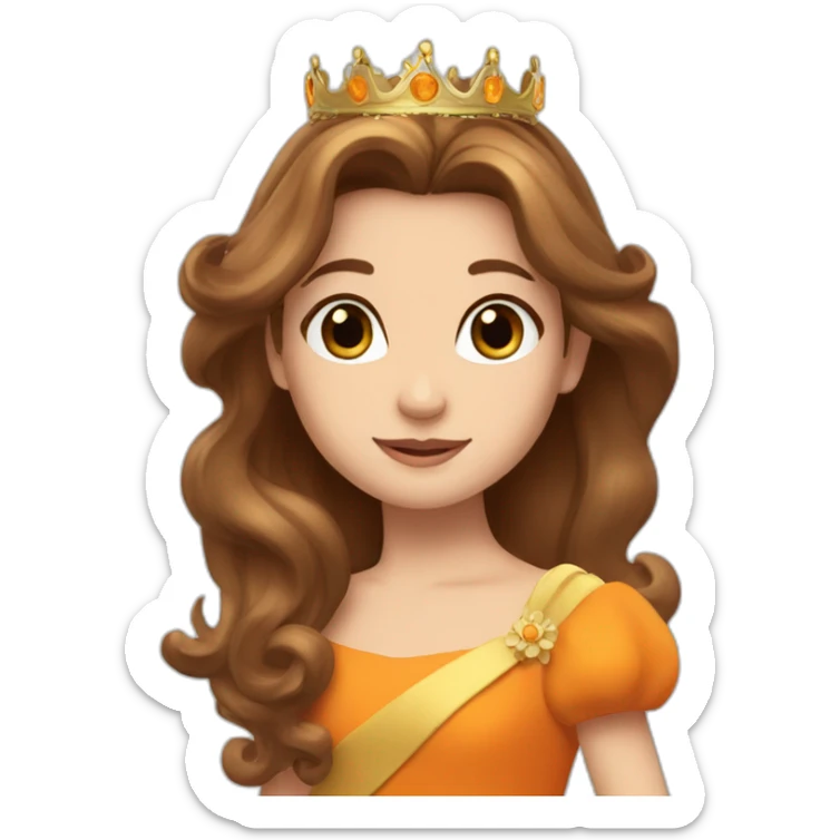 Princesse daisy with Brown hair an orange dress and à crown and long hair sticker