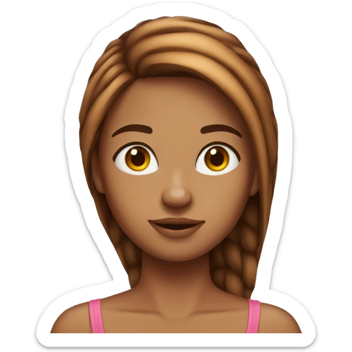 Tanned girl, long eyelashes, ginger straight hair  sticker