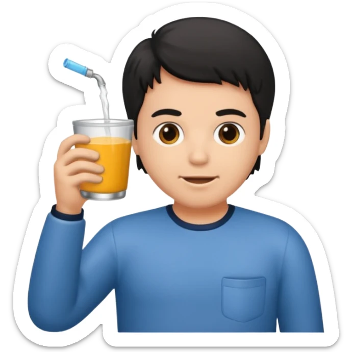 menino de tom de pele médio claro de cabelo preto pelado sentado no vaso sanitário  sticker