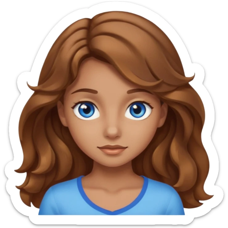Tanned girl with wavy light brown hair and one blue eye and one brown eye  sticker