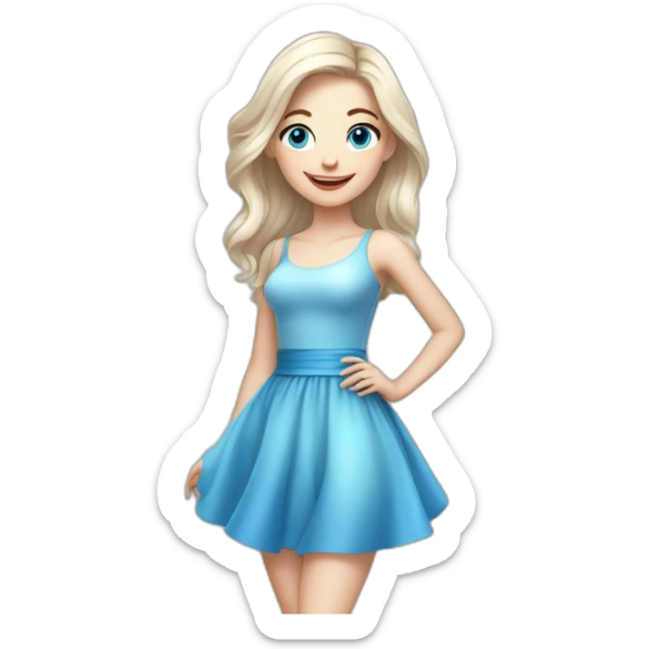 A beautiful girl with white skin and blue eyes smiles and flirts in a transparent dress sticker