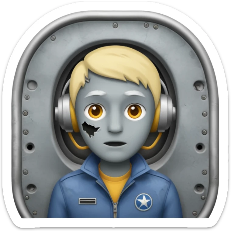 Como el 4 però la cara en la paret de l'antera del avions i el cuerpo gris sticker