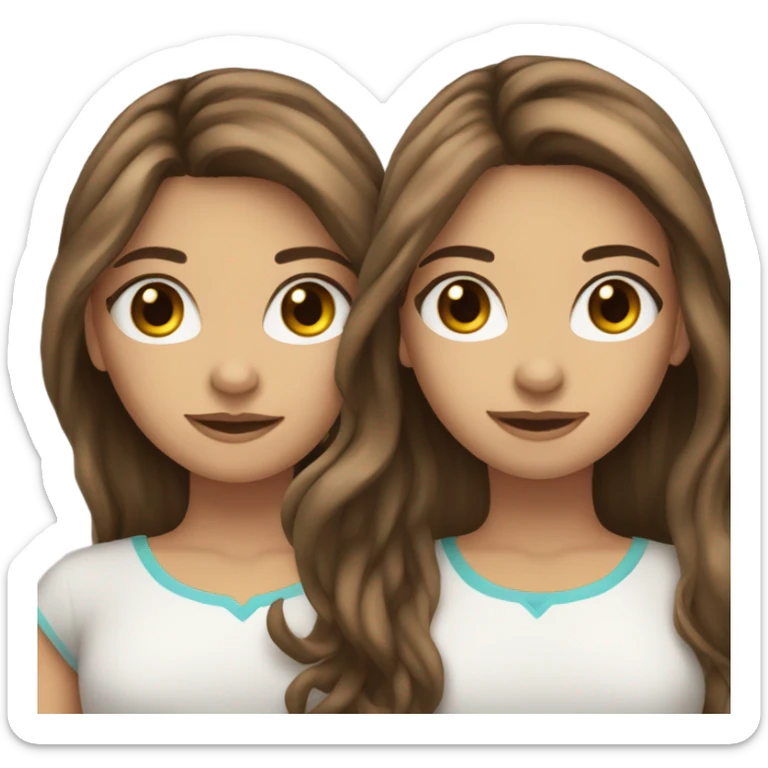 teenage girl with brown wavy straight hair with brown eyes and long lashes sticker