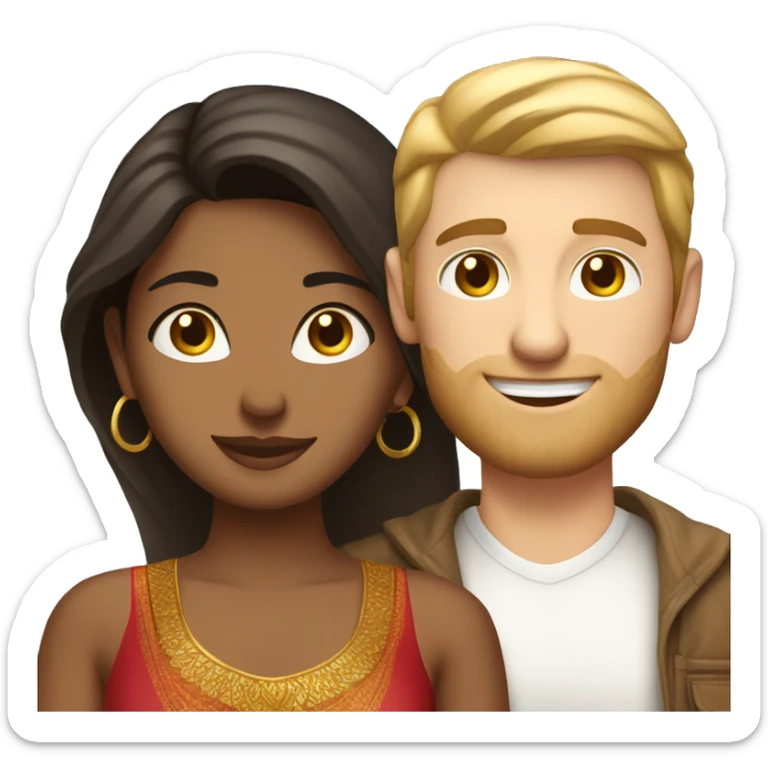 Hot Indian girl and white boyfriend couple in love sticker