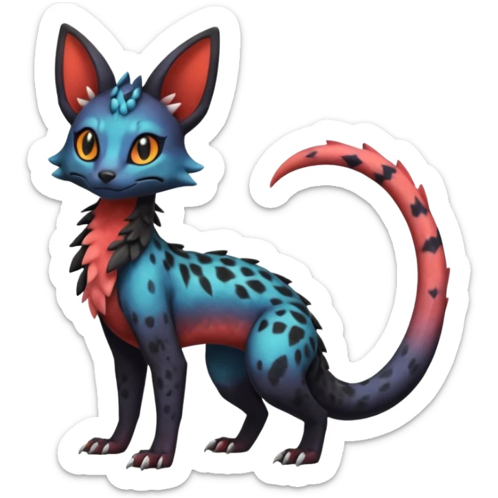 Dark magma-gradients-colored Salandit-Umbreon-Genet-Noivern-Noibat-Serval-Hybrid (Full body) sticker