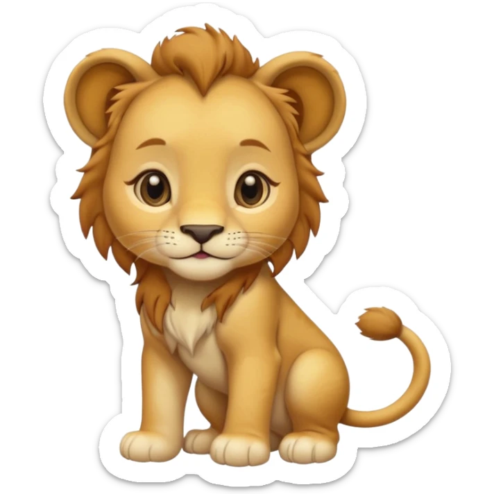 in lion family, only baby Girl lion., full body, single tail sticker