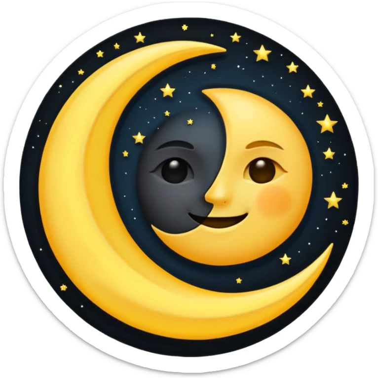 Genarate me a emoji of Drak mode moon and bright mode sun Like we got In our mobile phones sticker