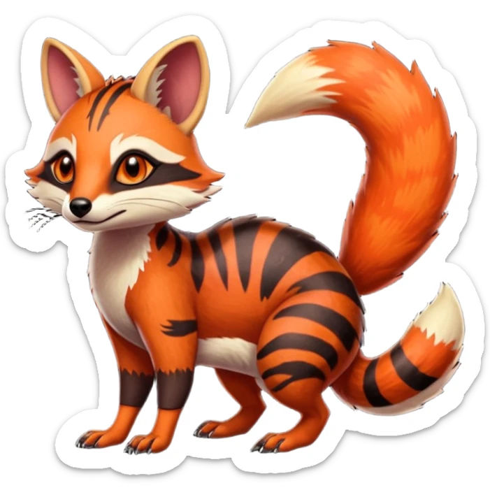 Fiery Wicked Cool Hot Edgy Badass Genet-Numbat-Fox-Civet-Vernid-fusion-hybrid-creature sticker