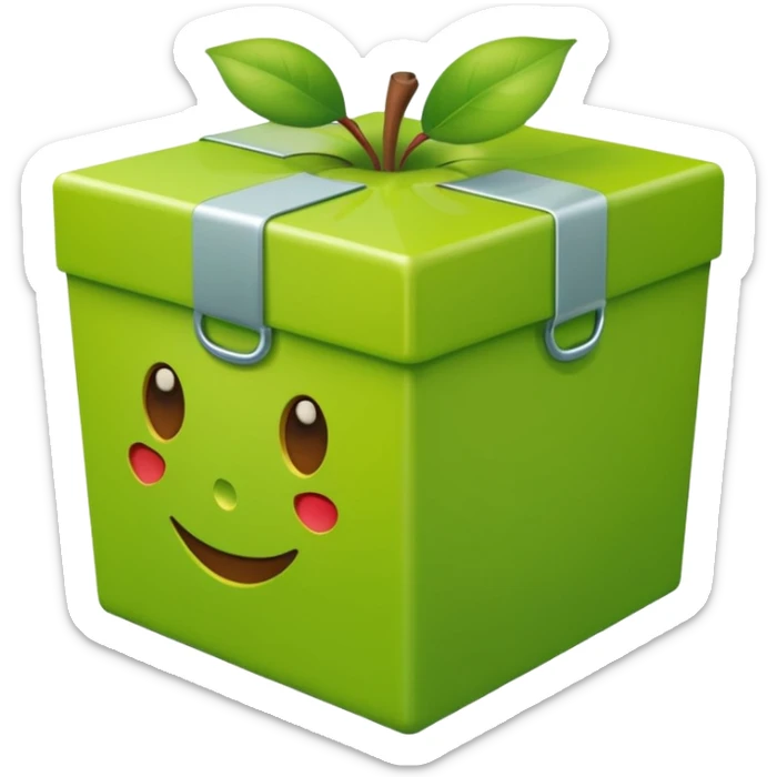 light green shipping box, apple style emoji, matching the shape and color of the reference photo sticker