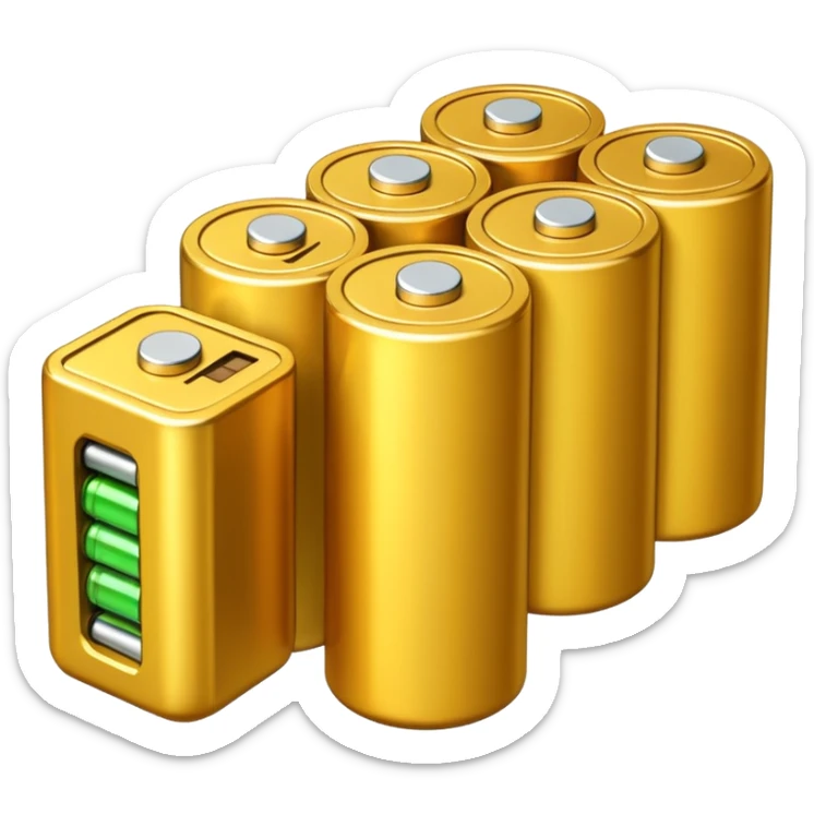 a battery emoij, with the outline of a battery, but on the inside instead of a charging level containing vertically stacked coins sticker